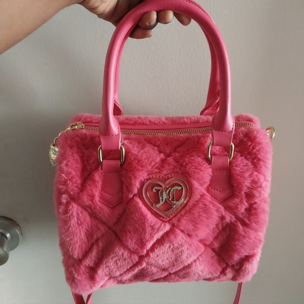Juicy Couture Diamond Quilted Fur Handbag